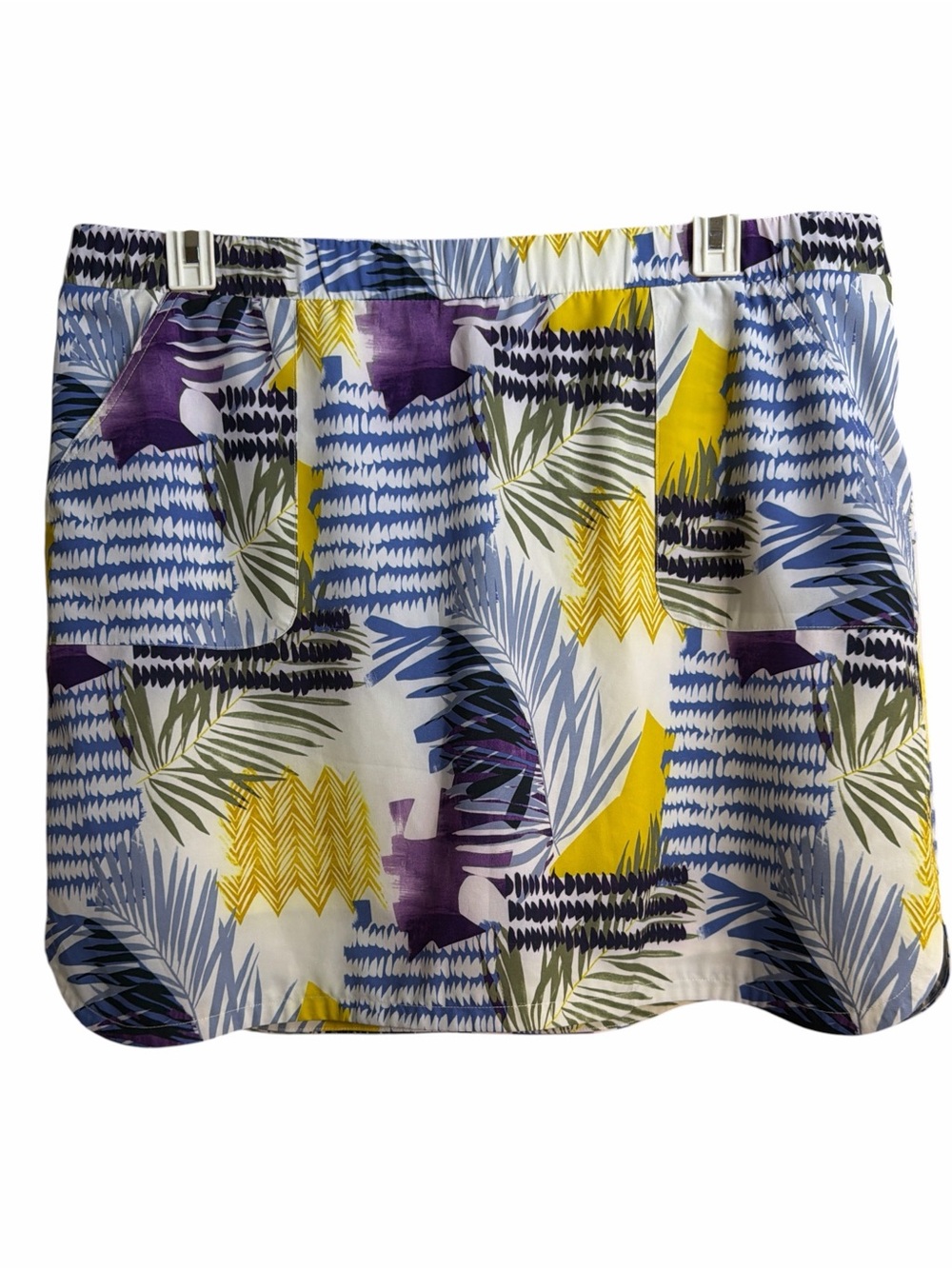 Chico’s Women's Tropical Print Mini Skirt - Yellow, Blue & Purple EC Size 3 (3x)